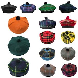 Men's & Women’s Scottish Tam O' Shanter Hat Tartan Highland Tammy Cap One Size