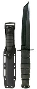 Ka-Bar Short Tanto 1095 High Carbon Steel Black Handle Fixed Knife w/Sheath 5054