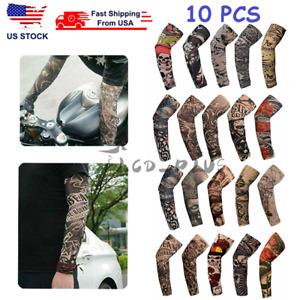 10 Pcs Tattoo Cooling Arm Sleeves Cover Basketball Golf Sport UV Sun Protection