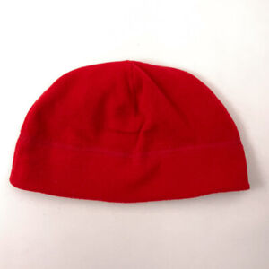 Red Fleece Winter Beanie Cap With Yellow Red Camouflage Interior Headband
