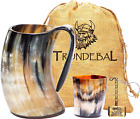 Viking Drinking Horn Mug, 15-20 Oz Natural Ox Horn Cup & Cofee Stein | Cool Uniq