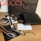 Gucci Neck Strap Web Stripe Blue Red White Sherry Keychain Rare w/Box Very Good