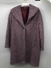 Nicole Miller Womens Purple Plaid Long Sleeve Collared Winter Coat Size Small