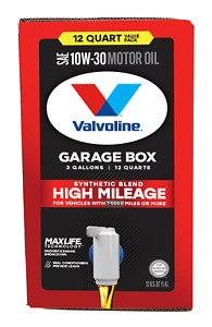 Valvoline High Mileage MaxLife 10W-30 Synthetic Blend Motor Oil 12QT Garage Box