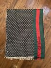 GUCCI Authentic All-over pattern logo Brown x Green scarf large