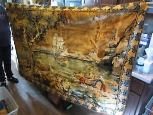 Vintage Ship , sailors and trees tapestry   Wall Hanging. 72