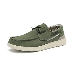 Men’s Slip-on Canvas Loafers Casual Boat Shoes Olive/Green