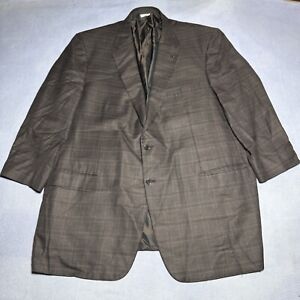 Brioni Neiman Marcus Brown Windowpane Plaid Wool Silk Blazer Jacket Men’s 52L