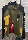 AKOO Mens XL rare jacket color block spell out camp lodge buttons pins