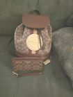 Women's Coach Dempsey Drawstring Backpack And Wallet Combo Wine Biege