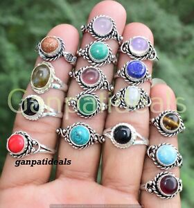 500pcs Wholesale Lots Turquoise & Mix Gemstone Rings  925 Silver Plated Jewelry