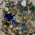Hearts - Junk Drawer Jewelry Lot Vtg- Mod Charms, Pendants & More