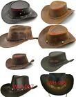 Black & Brown Genuine Leather Cowboy Western Hat Unisex Top quality hats