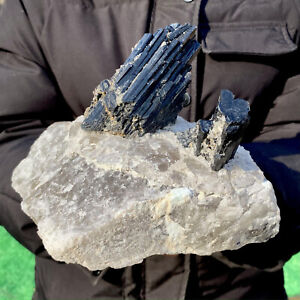 New Listing5.49LB Natural black tourmaline Crystal gemstone rough mineral specimen