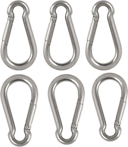 6 Pack of 2 1/4 Inches Stainless Steel Safety Spring Snap Hook Carabiner, Multi-