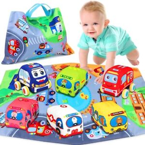 Baby Toys 6 to 12 Months - Soft Car Toys for 1 Year Old Boy Girl with Playmat