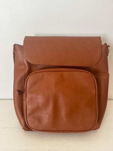 JJ Cole Leather Backpack Brookmont Diaper Bag Cognac Brown J00842