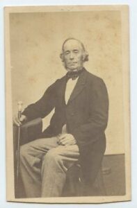 Haverhill MA photo by Judkins - Old man with Cane Sitting  - CDV