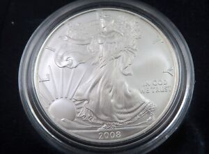 2008-W US Mint American Eagle 1-OZ Silver UNC Coin W/ Box & COA Lot#2725