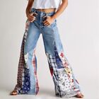 BNWT! SOLD OUT color! FREE PEOPLE PATCHWORK FLARE JEANS CORTEZ PIECED BANDANA 26