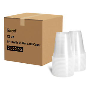 Karat 12oz PP Plastic U-Rim Cold Cups (95mm) - 2,000 ct, C1010 (Karat)
