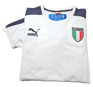 PUMA SPORT-TEAM ITALY-White Comb.Cttn, Mens SS, CHAMPIONS Fan Tee Shirt-(M)