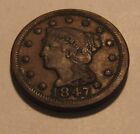 1847 Braided Hair Large Cent Penny - NICE Circulated Condition - 103SU