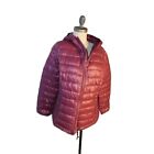 Puffer Size L Large Burgundy Wine Zip Front Hooded Puffer Style jacket NEW