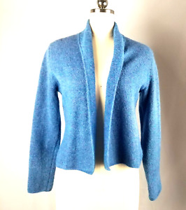 Eileen Fisher Cardigan Sweater Womens Small Blue Wool Mohair Blend Open Front