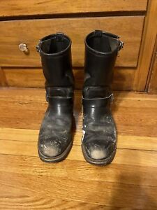 Red Wing 2268 Engineer Boots Steel Toe Size 9.5D Black Leather made in USA