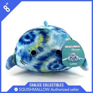 Squishmallows Kellytoy Plush Stackable Luther the Tie Dye Shark 8