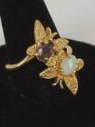 LADIES 14k Butterfly Opal Amethyst ring
