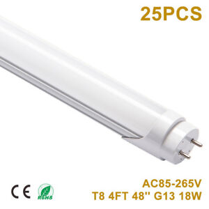 25Pack 4FT T8 LED Tube Light 22Watt G13 Warm Nature Cool White Clear Milky Cover