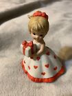 Vintage LEFTON China GIRL IN DRESS WITH HEARTS Figurine 02733