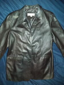 Liz Claiborne Unisex Black Leather Blazer Jacket