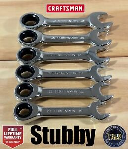 New Craftsman Set of 6 STUBBY Ratcheting Combination 12 Point Wrench MM METRIC