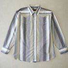 Panhandle Slim Shirt Mens XL 17 1/2 Blue Striped Brush Popper