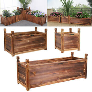 Solid Pine Wood Outdoor Raised Garden Bed Planter Box for Grass Lawn Vegetables