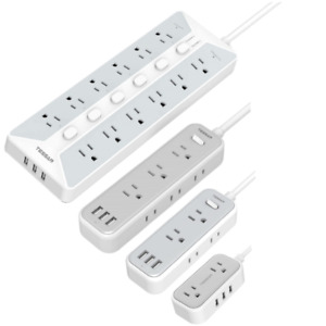 Power Strip with 3 USB Multi Electrical Outlet 5/6 FT Extension Cord Flat Plug