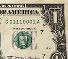 2017 A $1 One Dollar True Binary! Ink Bleed Through! Misaligned/ Cut! 01110001