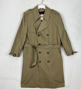 VTG London Fog Mens Trench Coat Overcoat Size 40R Beige Belted Overcoat Cotton