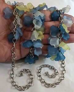 Sea Glass Simulated Turquoise Blue Green Beach Bead Necklace 34.5