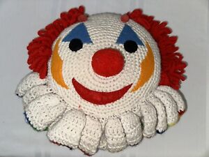 Vintage Crochet Clown Pillow