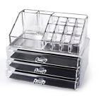 NEW! DELUXE MAKEUP/JEWELRY ORGANIZER-ACRYLIC TIERED DRAWER COSMETIC DISPLAY