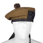 Military Bonnet Beret Balmoral Army Cap Scotts Hat Tan Wool Tam O Shanter Hat