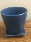 Beautiful Ceramic Teal Flower Pot with Attached Drip Tray. Excellent Condition.