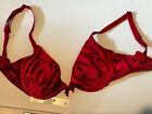 Vintage Victoria's Secret Padded The Miracle Second Skin Satin Bra 34B Red W/bow