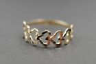 10K Solid Yellow Gold 5.8MM Diamond Cut Shine Seven Heart Band Ring. Size 7