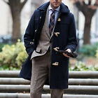 Men Wool Trench Coat Lapel Overcoat Long Sleeve Button Wool Jacket Top Outwear