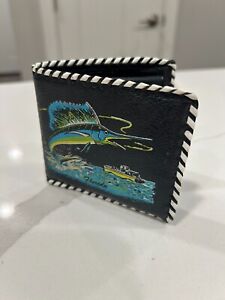 Vintage FLORIDA Bi-Fold Wallet Swordfish Boat Ocean